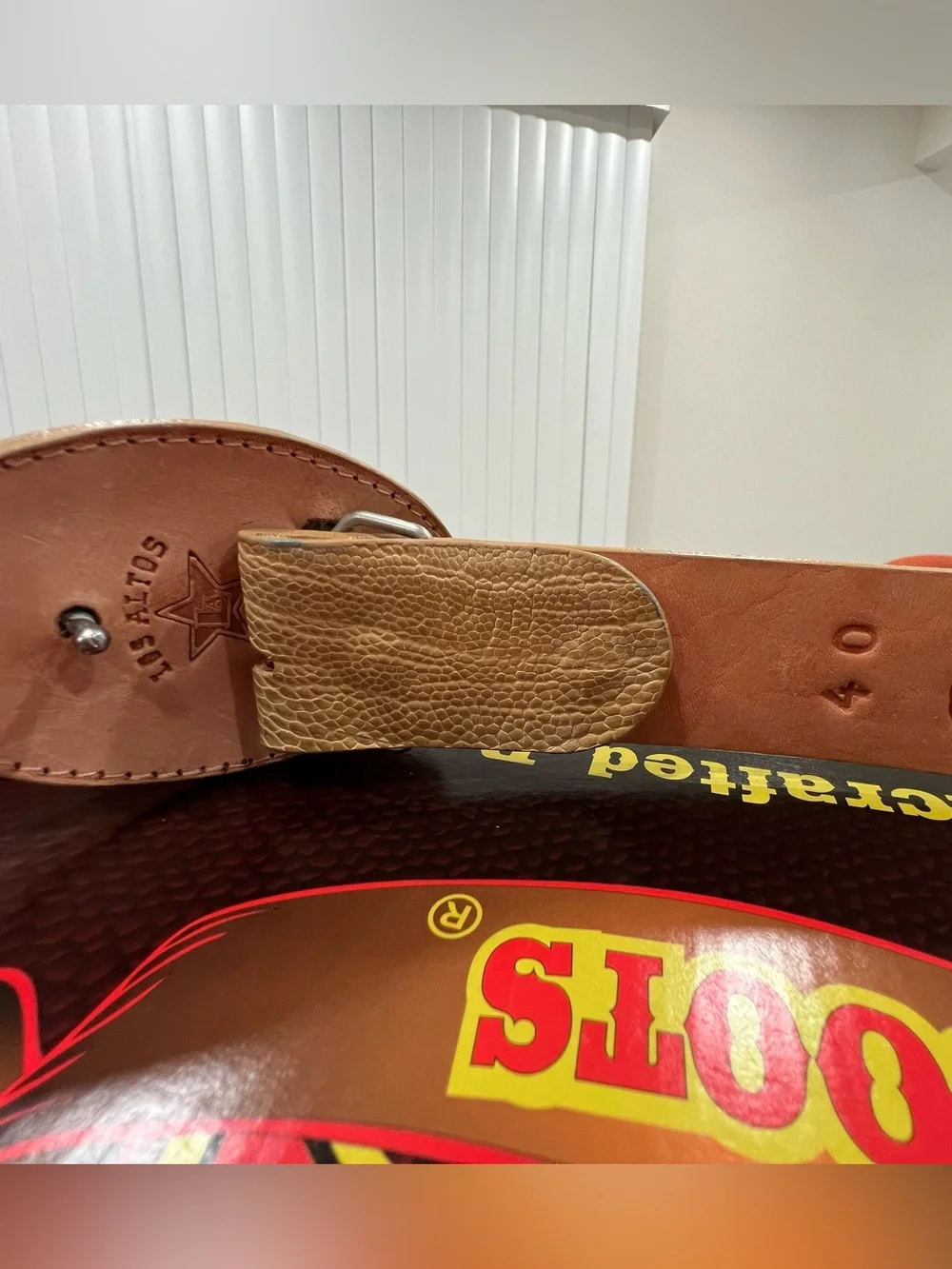 Beige Textured Leather Belt with Round Embossed Buckle